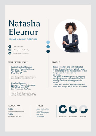 Skills and Experience of Digital Creative Manager Resume Design Template