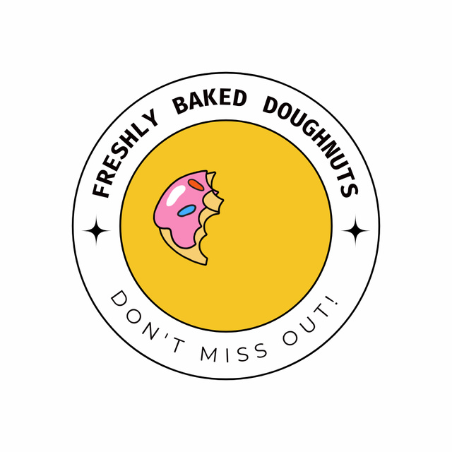 Doughnut Shop Ad with Pink Donut in Yellow Animated Logo Design Template