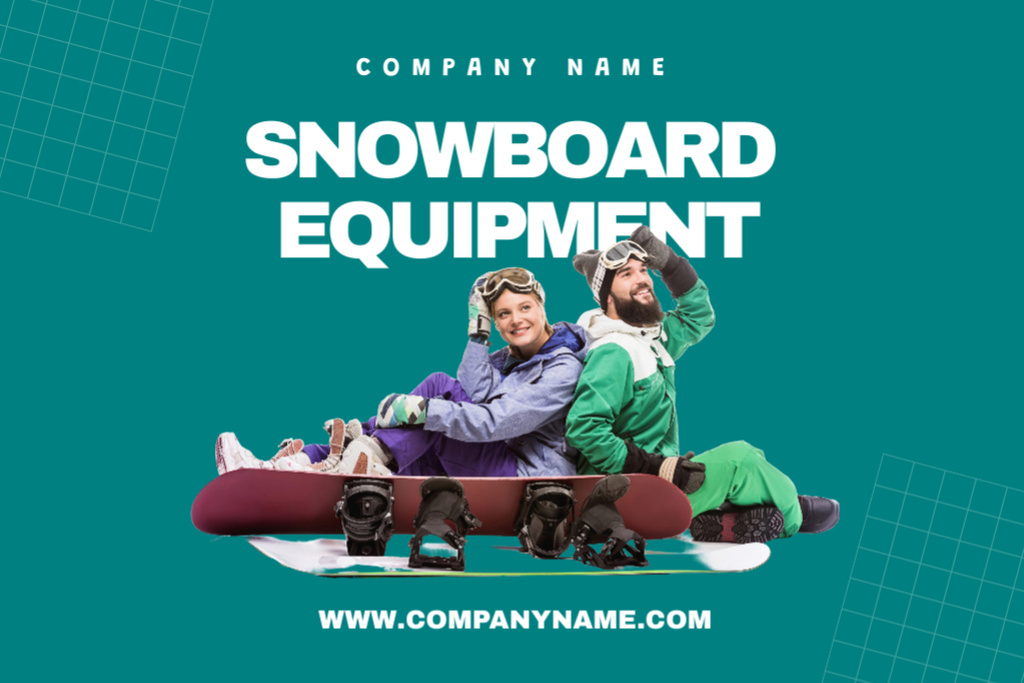 Snowboard Equipment Sale Offer Ad Postcard 4x6in Tasarım Şablonu
