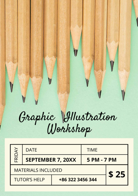 Illustration Workshop with Graphite Pencils Flyer A7 Modelo de Design