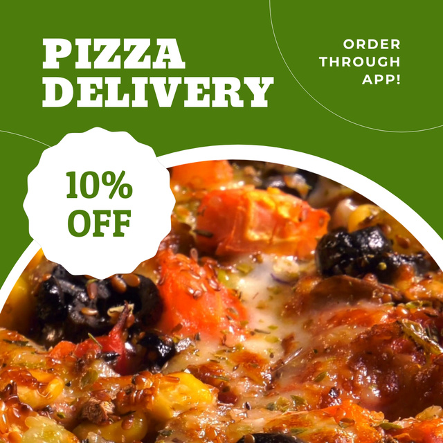 Modèle de visuel Yummy Pizza Delivery Service With Discount Offer - Animated Post