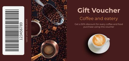 Coffee Discount Voucher on Brown Coupon Din Large Design Template