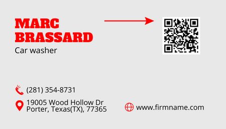 赤い自動車の洗車機の広告 Business Card USデザインテンプレート