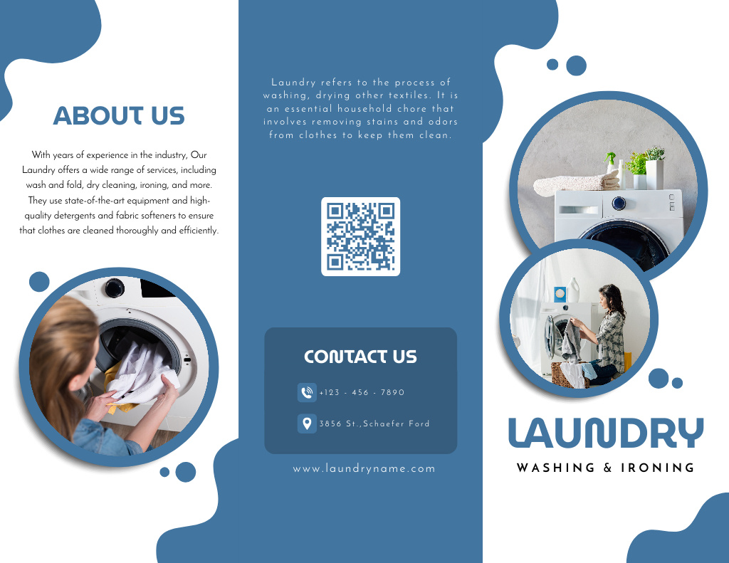 Ontwerpsjabloon van Brochure 8.5x11in van Laundry Services Ad with Clothes in Washing Machine