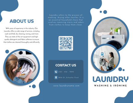 Çamaşır Makinesinde Giysili Çamaşırhane Hizmetleri Reklamı Brochure 8.5x11in Tasarım Şablonu