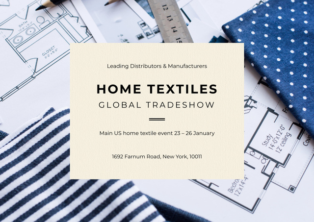 Home Textiles Global Event Announcement with Pattern Fabric Poster B2 Horizontal Design Template