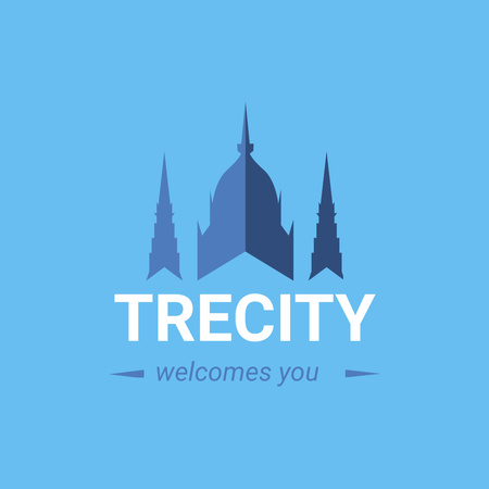 Old City Building Icon in Blue Logo 1080x1080px Design Template