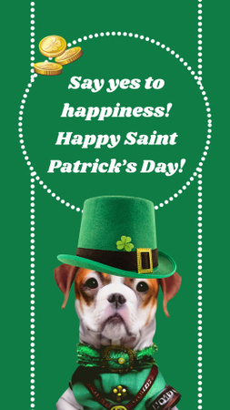 Patrick’s Day Greeting With Cute Puppy Instagram Video Story Design Template