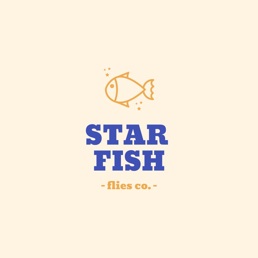 Fish Shop Advertisement with Emblem Logo Design Template