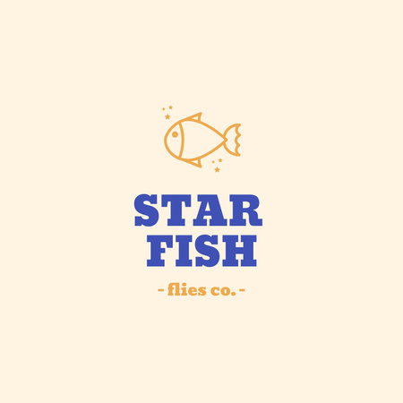 Propaganda de peixaria com emblema Logo Modelo de Design