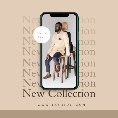 Fashion Sale Announcement with Stylish People Instagram Design Template