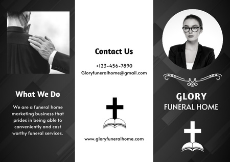Funeral Home Ad in Black and White Brochure Design Template