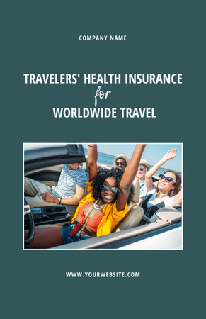 Health Insurance Offer for Tourists with Young People in Cabriolet Flyer 5.5x8.5in Design Template