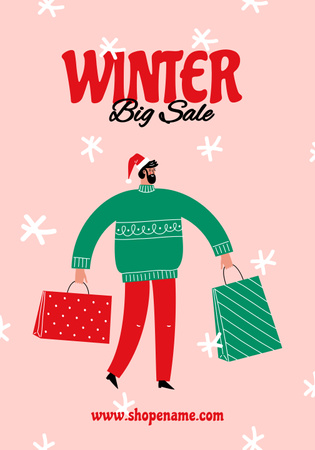 Winter Big Sale Announcement Poster 28x40in Modelo de Design
