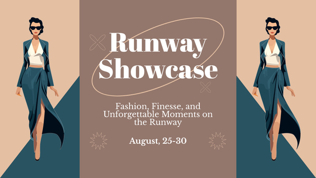 Fashion Show with Models on Runway FB event cover tervezősablon
