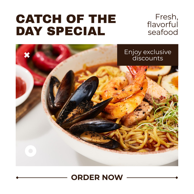 Special Discount on Exclusive Seafood Animated Post Modelo de Design