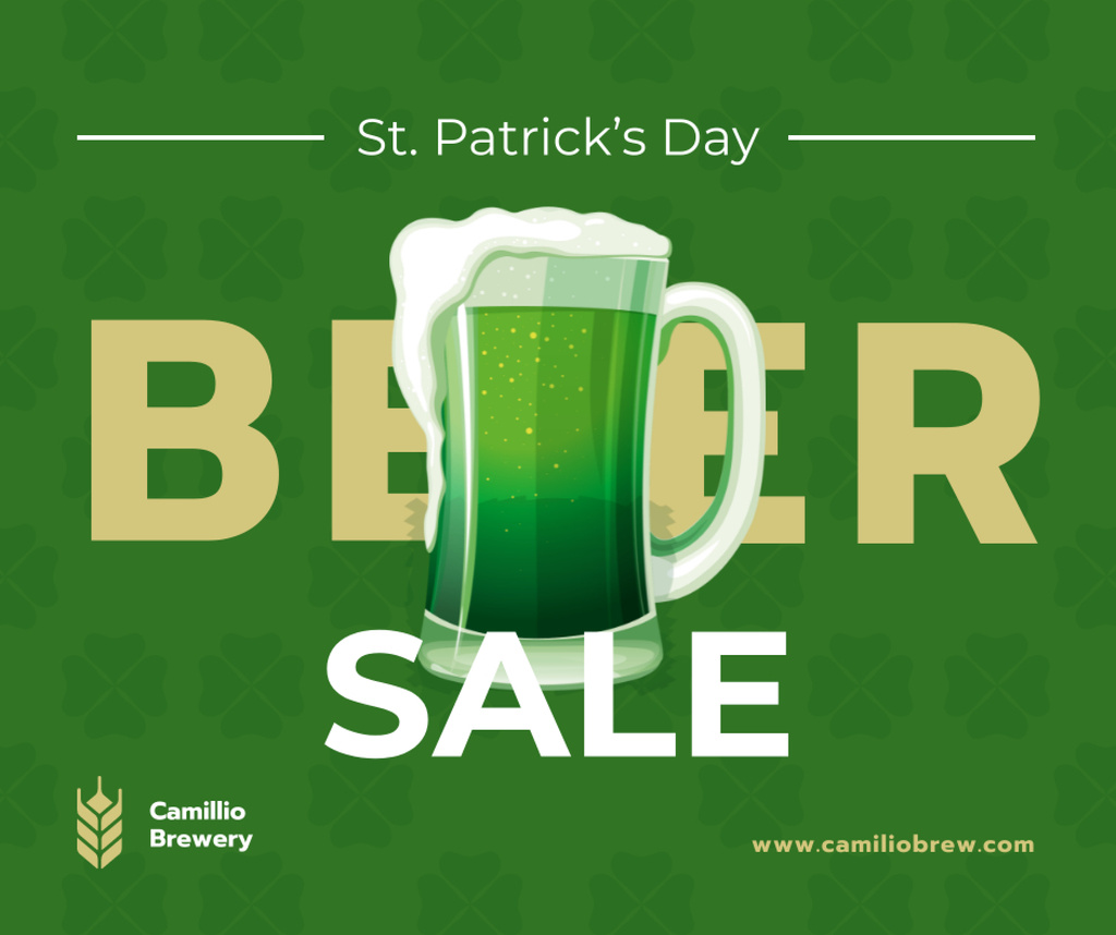 Saint Patrick's Day mug with beer Facebook Design Template