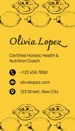 Nutritionist Services Offer with Sketch in Yellow Business Card US Vertical Design Template