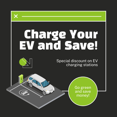 Special Discount on Electric Car Charging Station Services Instagram Design Template
