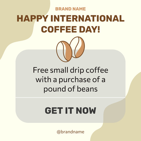 Happy International Coffee Day Greetings With Coffee Beans Instagram Design Template