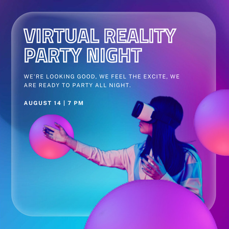 Ontwerpsjabloon van Instagram van Virtual Reality Party Night Offer