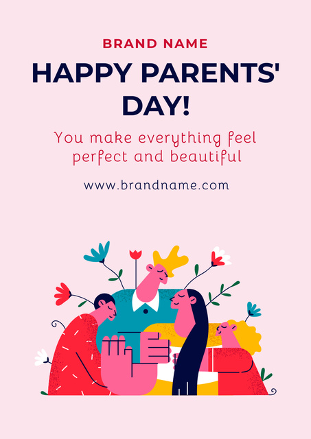 Illustration of Happy Family on Parents' Day Poster tervezősablon