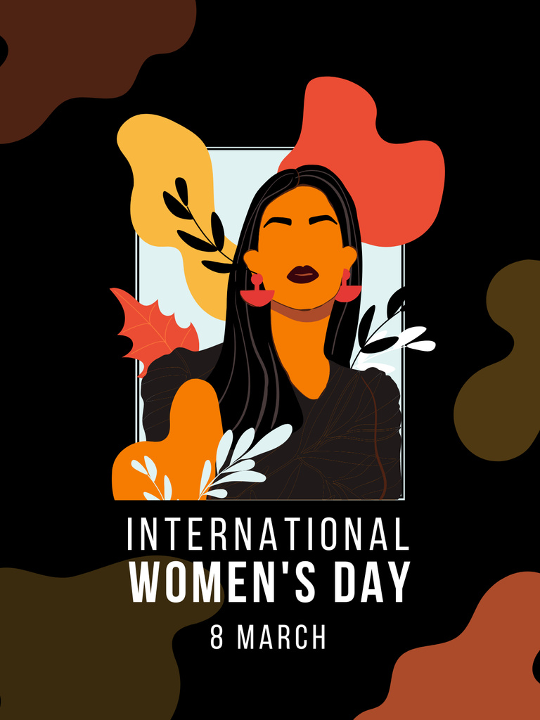 Woman in Flowers on International Women's Day Poster US Πρότυπο σχεδίασης