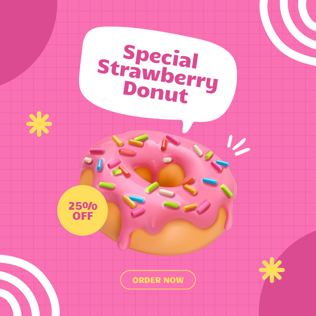 Pink Strawberry Donuts Instagram AD Šablona návrhu