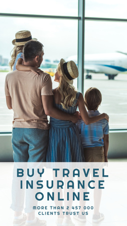 Family Looking Out Window in Airport Instagram Video Story Design Template