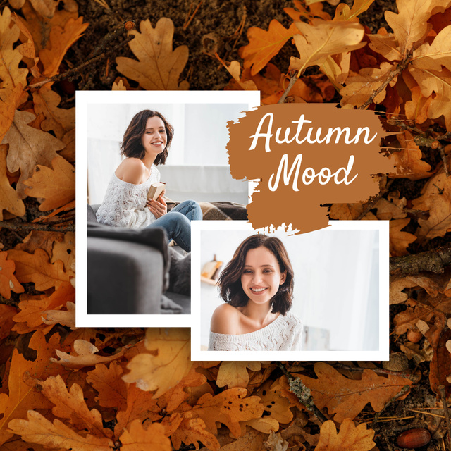 Template di design Autumn Mood Inspiration with Yellow Leaves  Instagram