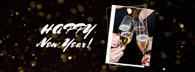 New Year Greeting with Champagne Facebook coverデザインテンプレート