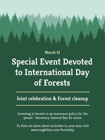Anúncio do Dia Internacional das Florestas em Verde Poster US Modelo de Design