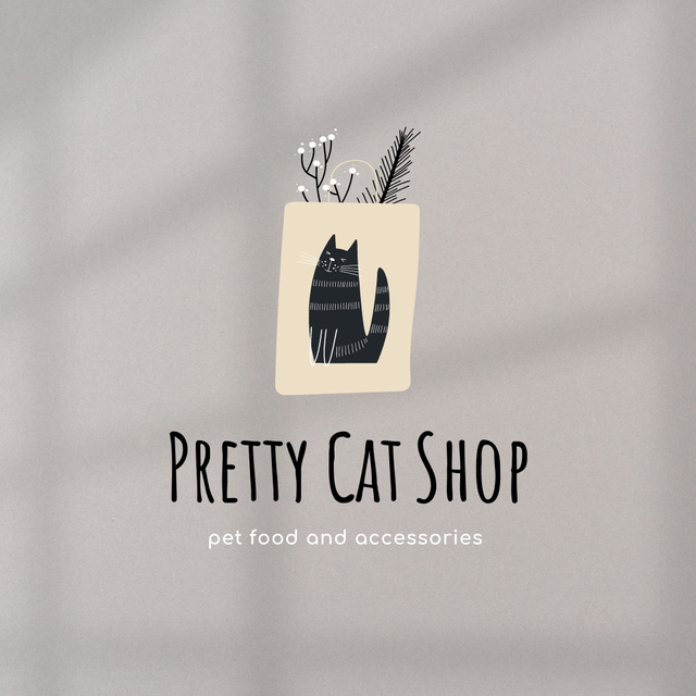 Pet Shop Ad on Grey Emblem Logo Design Template