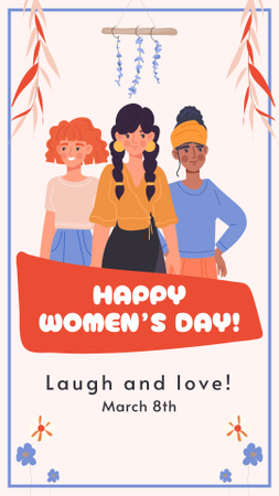 Women's Day Greeting with Attractive Young Women Instagram Story Design Template