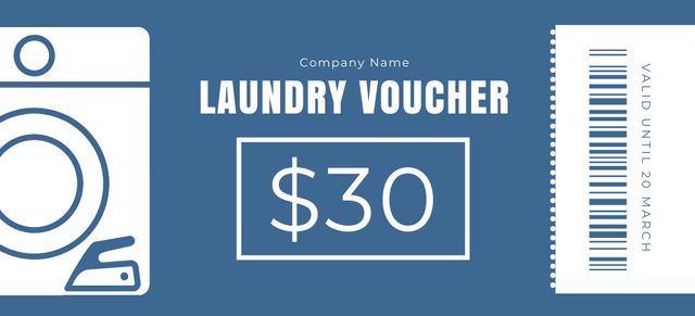 Laundry Service Voucher Offer with Barcode Coupon 3.75x8.25in Design Template