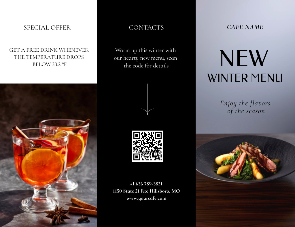 New Winter Menu in Restaurant Brochure 8.5x11in Modelo de Design