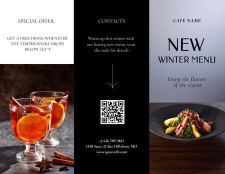 New Winter Menu in Restaurant Brochure 8.5x11in Design Template