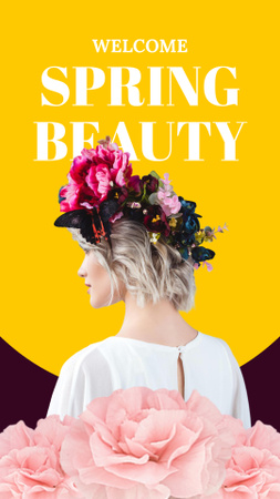 Plantilla de diseño de Belleza de primavera Tarjetas de felicitación Instagram Story 