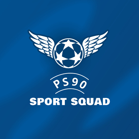 Plantilla de diseño de emblema del club deportivo con pelota con alas Logo 