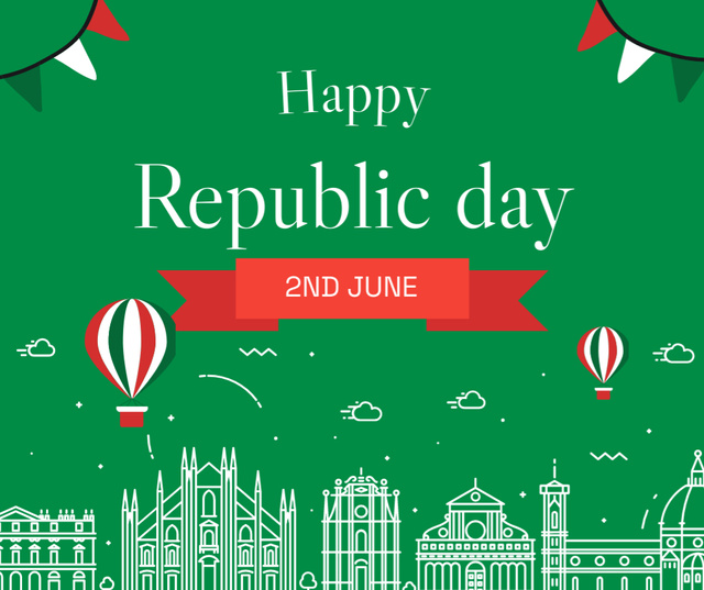 Modèle de visuel Italian Republic Day Greeting - Facebook