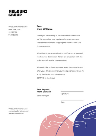Business Company order confirmation and gratitude Letterhead Design Template