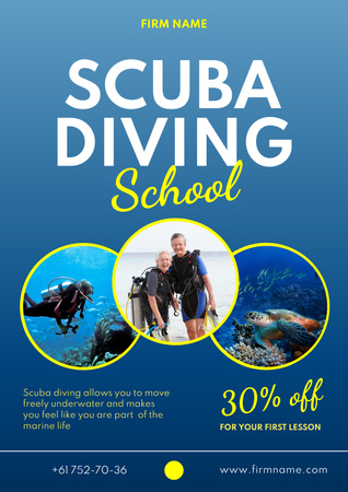 Ontwerpsjabloon van Poster van Scuba Diving School Ad