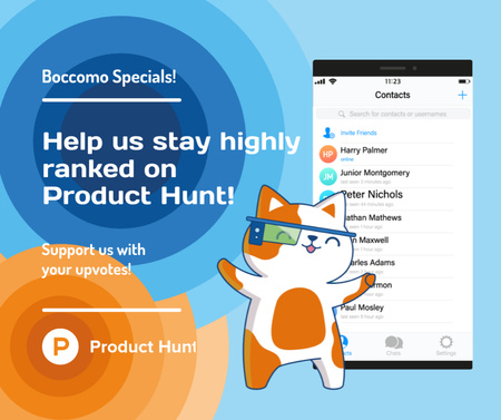 Product Hunt Campaign Chats Page on Screen Facebook Design Template