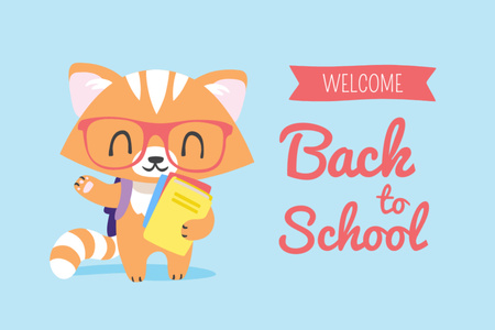 Welcome Back to School with Cute Fox in Eyeglasses Postcard 4x6in Design Template