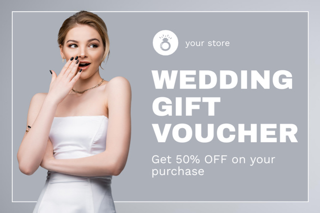 Discount on Purchases in Wedding Shop Gift Certificate Modelo de Design