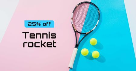 Modèle de visuel Tennis Racket Discount Sale Offer - Facebook AD