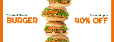 Designvorlage Discount Offer on Yummy Burger für Facebook cover
