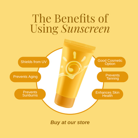 Summer Sunscreen Promo on Yellow Instagram Design Template