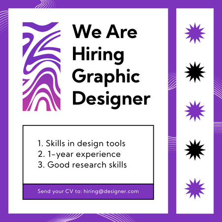 Template di design Annuncio di reclutamento di grafici su Purple Instagram