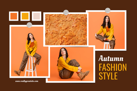 Plantilla de diseño de Promoción de prendas de otoño en colores de temporada. Mood Board 